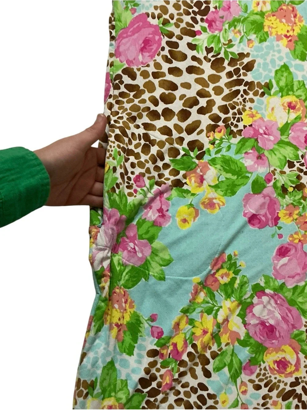 Gottex Aqua Floral & Leopard Print Sleeveless, Collared Athletic Dress sz L - Picture 4 of 6